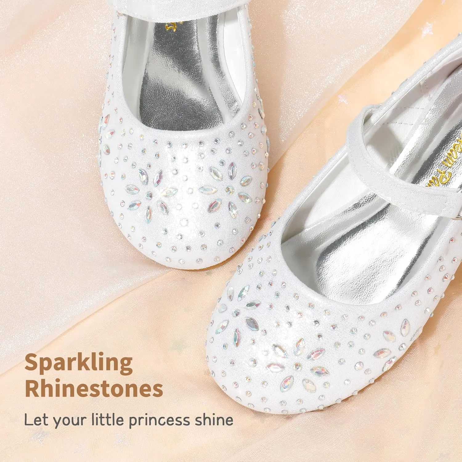 DREAM PAIRS Toddler Girl's Dress Shoes Mary Jane Rhinestone Ballerina Flat for Party, Birthday, Performance, Wedding