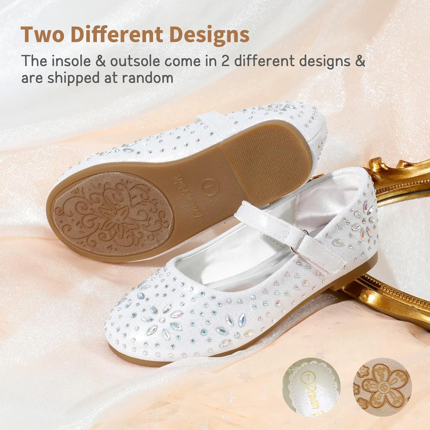 DREAM PAIRS Toddler Girl's Dress Shoes Mary Jane Rhinestone Ballerina Flat for Party, Birthday, Performance, Wedding