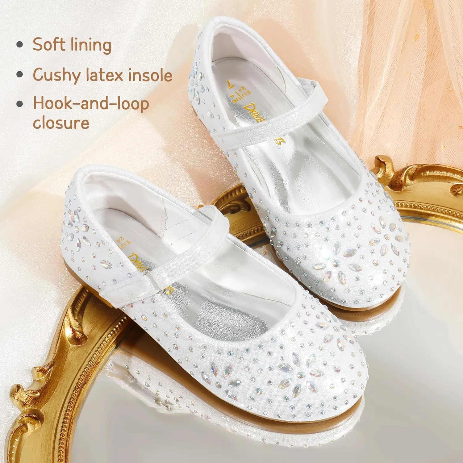 DREAM PAIRS Toddler Girl's Dress Shoes Mary Jane Rhinestone Ballerina Flat for Party, Birthday, Performance, Wedding