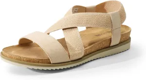 DREAM PAIRS Women's Comfortable Low Wedge Sandals, Open Toe Slip On Strappy Flat Sandals Light-weight Summer Shoes