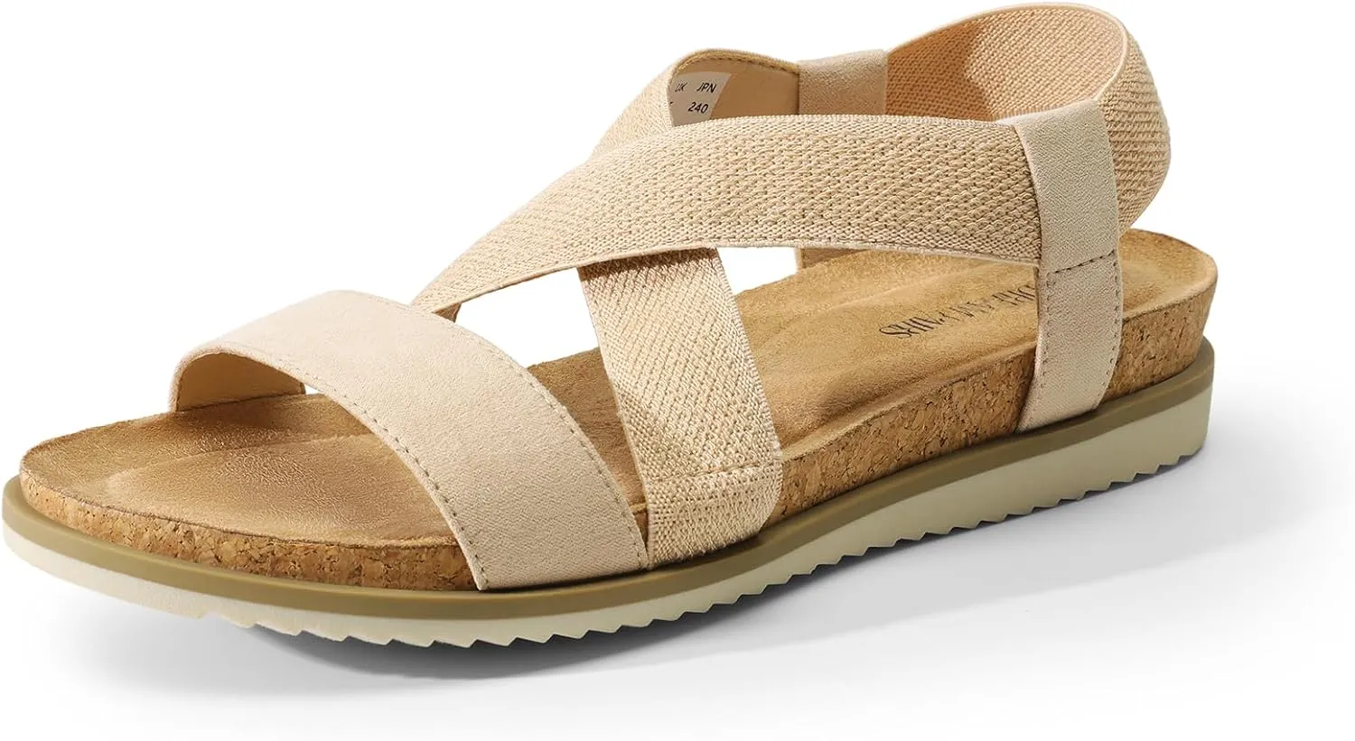 DREAM PAIRS Women's Comfortable Low Wedge Sandals, Open Toe Slip On Strappy Flat Sandals Light-weight Summer Shoes