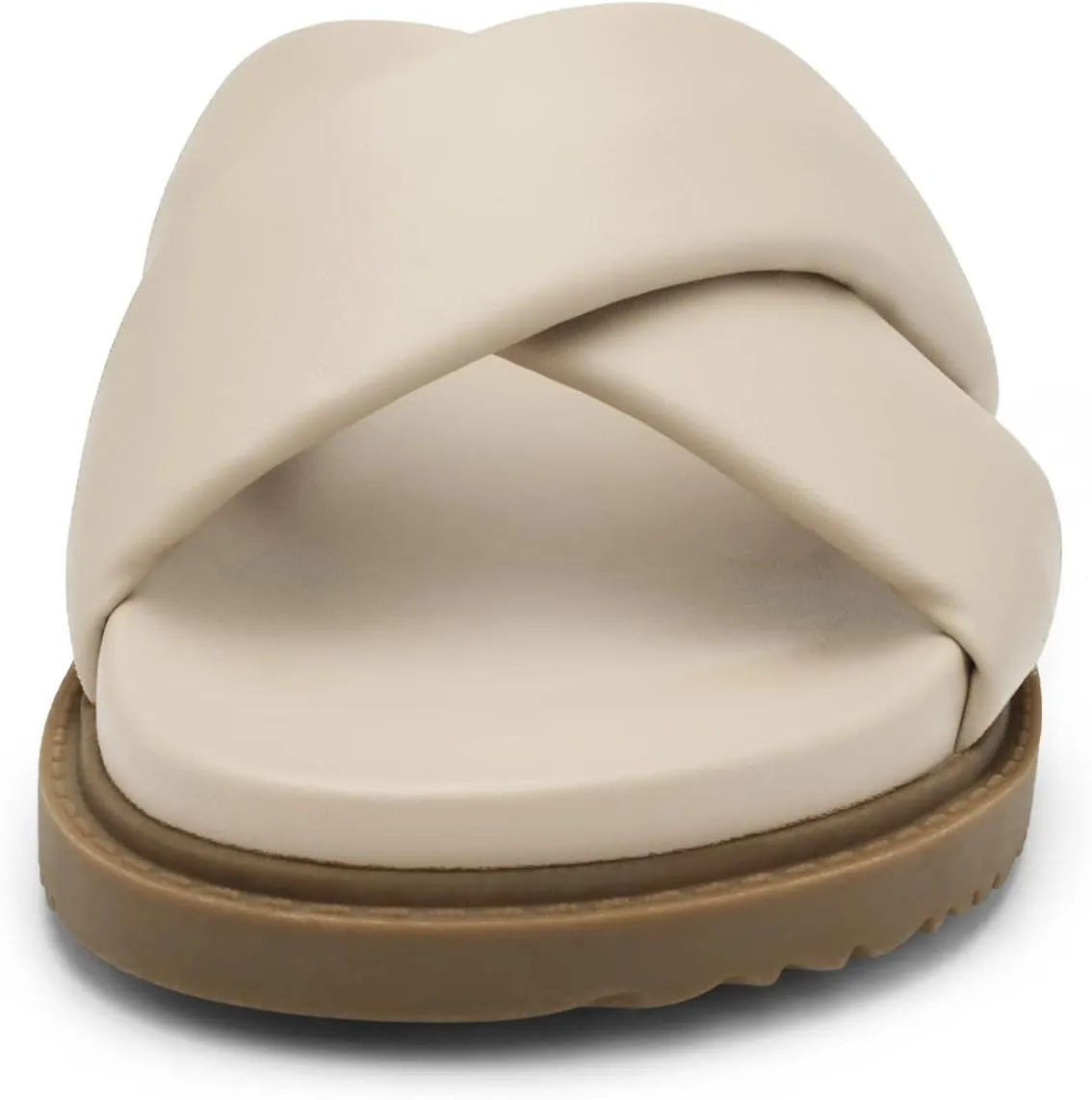 DREAM PAIRS Women's Crisscross Open Toe Slide Sandals Flat Comfort Slip on Sandals