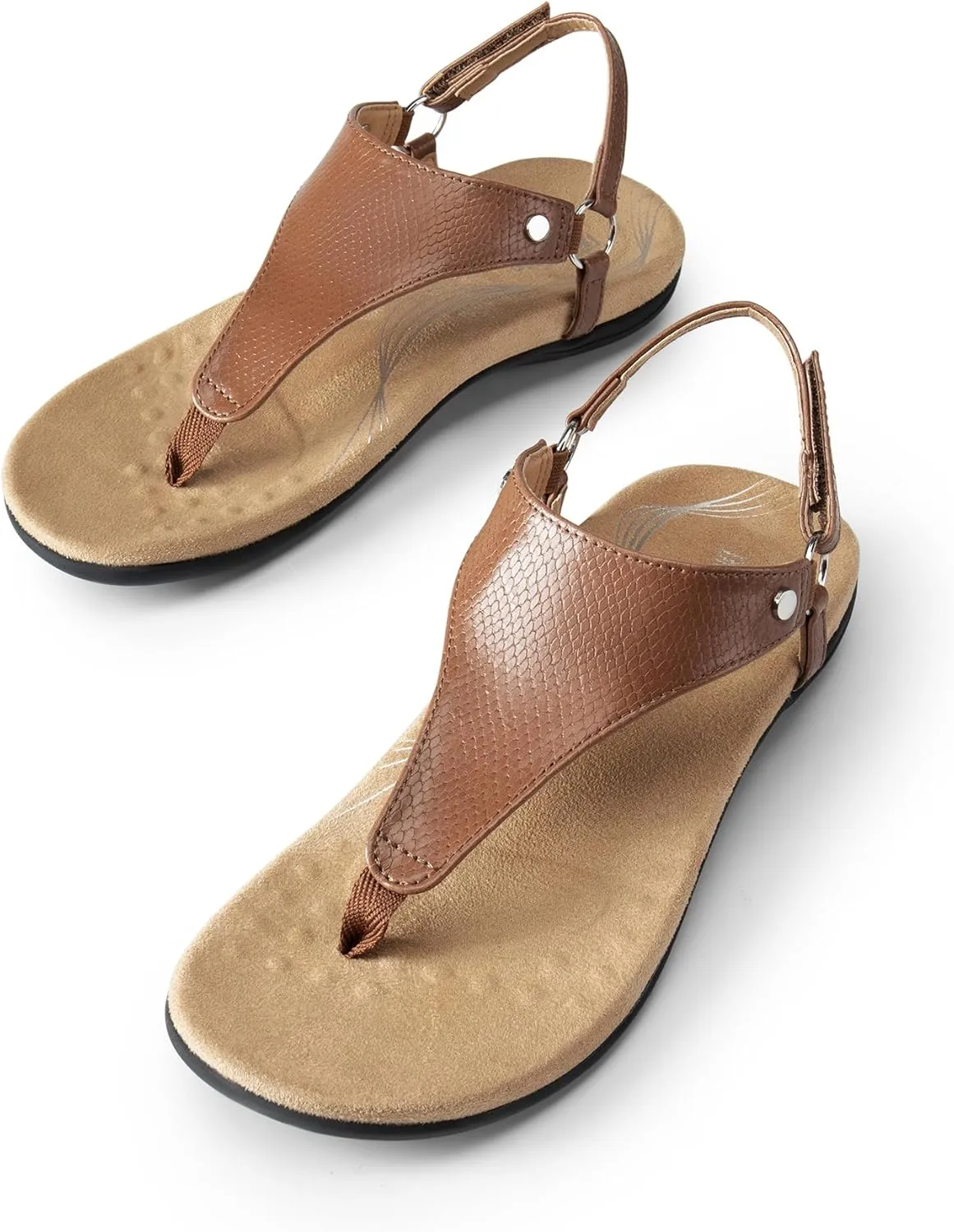 DREAM PAIRS Women's Flat Sandals Arch Support Orthopedic Comfortable Soft Cushion Summer T-Strap Walking Thong Sandals