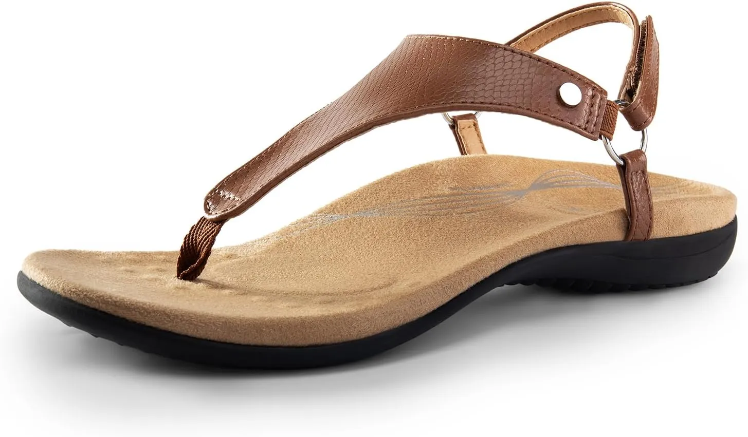 DREAM PAIRS Women's Flat Sandals Arch Support Orthopedic Comfortable Soft Cushion Summer T-Strap Walking Thong Sandals