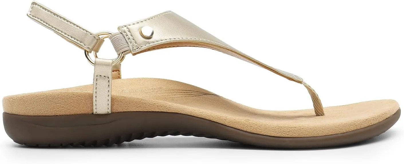 DREAM PAIRS Women's Flat Sandals Arch Support Orthopedic Comfortable Soft Cushion Summer T-Strap Walking Thong Sandals