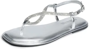 DREAM PAIRS Women's Flat Sandals Fashion Rhinestone Flat Sandals with Ankle Strap for Summers Dress Casual