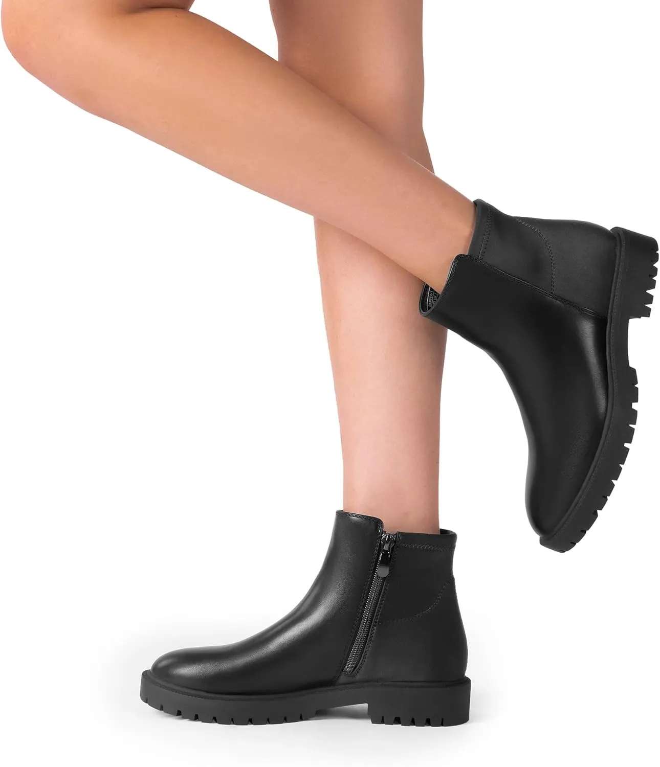 DREAM PAIRS Women's Low Heel Chelsea Ankle Boots Fashion Slip On Elastic Fall Booties Shoes