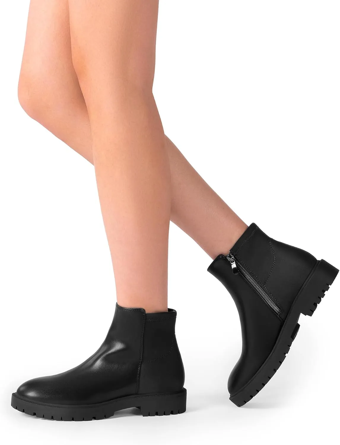 DREAM PAIRS Women's Low Heel Chelsea Ankle Boots Fashion Slip On Elastic Fall Booties Shoes