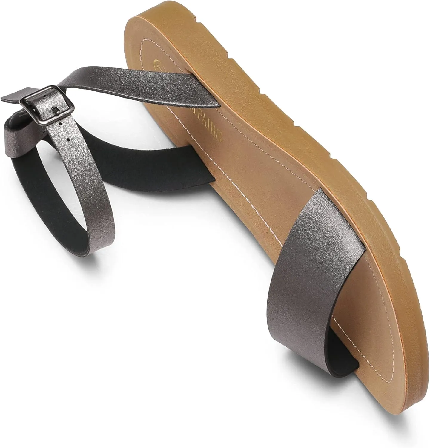 DREAM PAIRS Women’s One Band Ankle Strap Buckle Flat Sandals