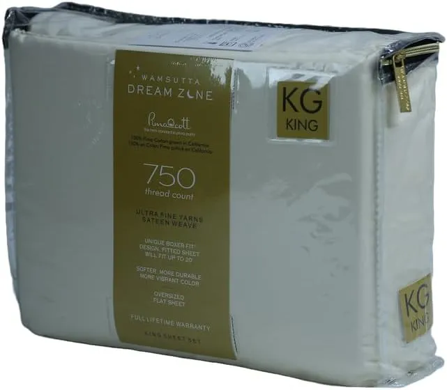 Dream Zone 750 Thread Count PimaCott King Sheet Set in Ivory (Ivory,King)