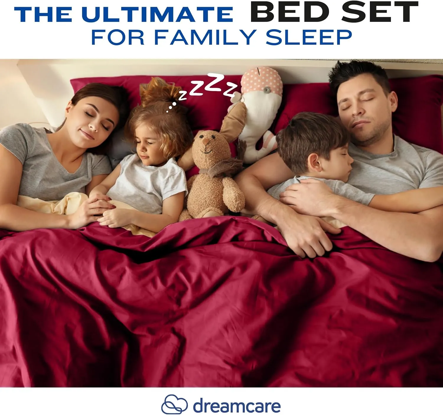 DREAMCARE King Size Sheets Set - Cooling Bed Sheets - 4pcs Set - up to 15" Deep Pocket King Sheet Set – Soft & Long Lasting Cooling - 100% Fine Brushed Polyester with Side Pocket - Burgundy