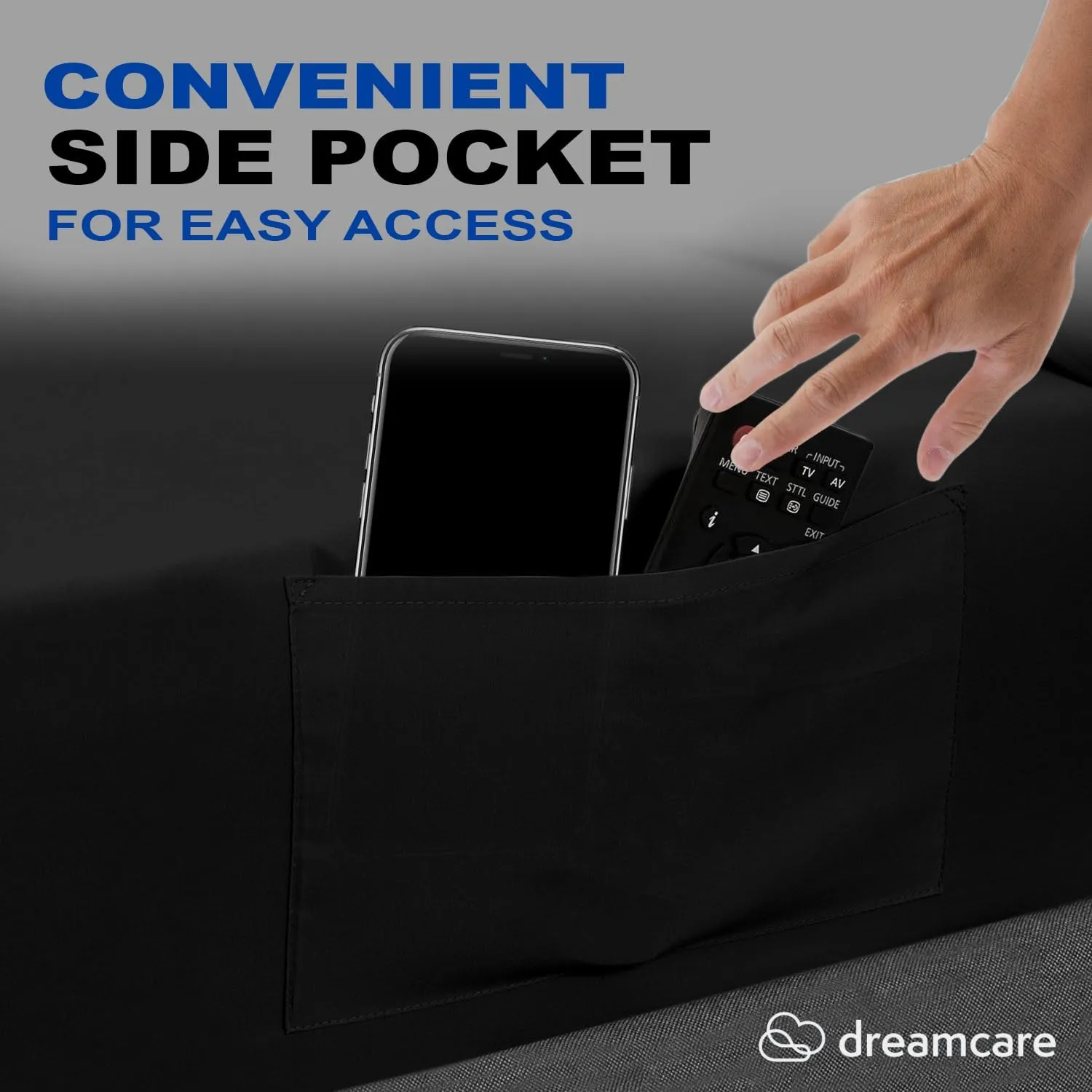 DREAMCARE Twin XL Sheet Set - Cooling Bed Sheets - 4pc Set - up to 15" Deep Pocket - Soft & Long Lasting 100% Fine Brushed Polyester with Side Pocket - Black