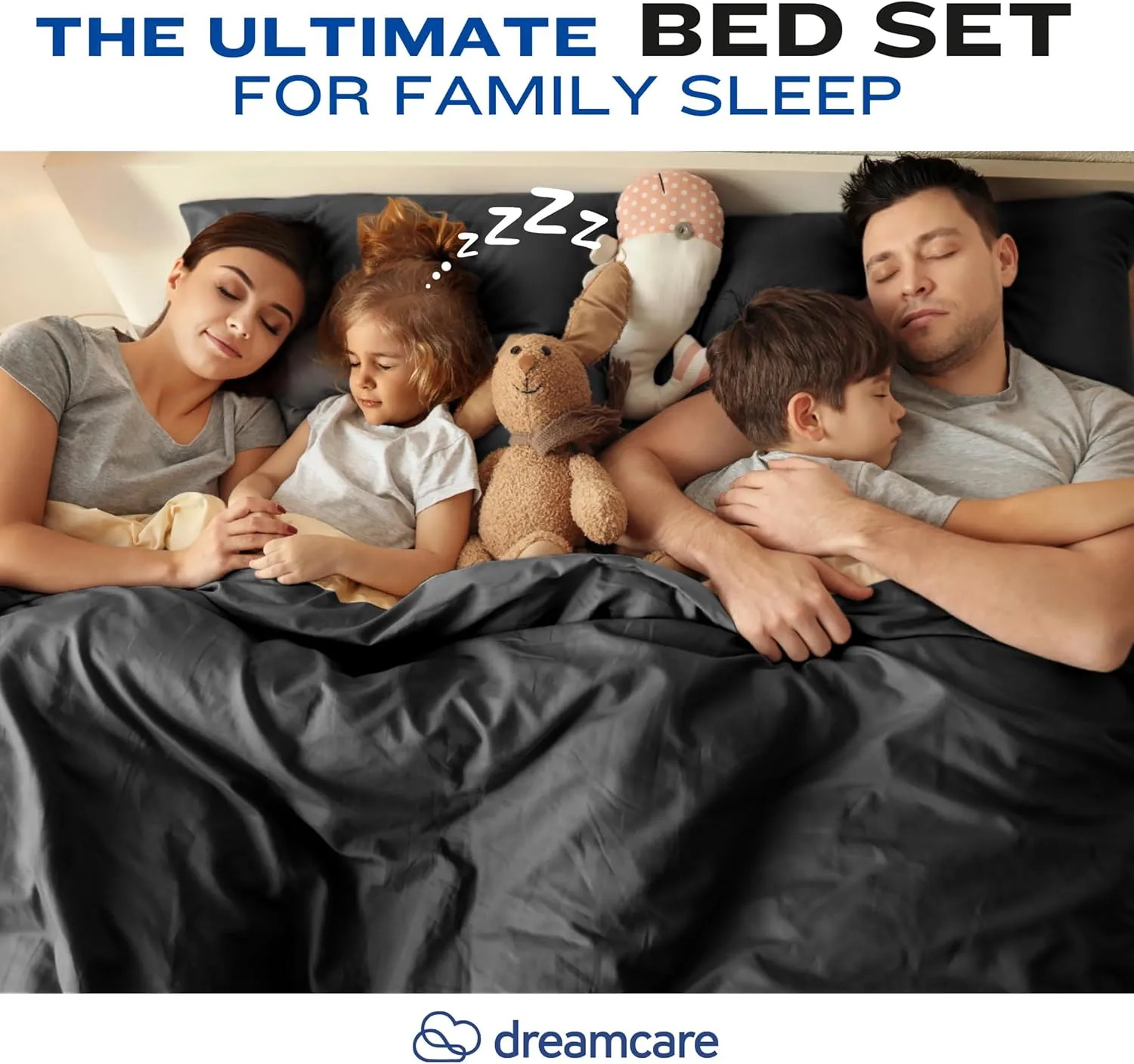 DREAMCARE Twin XL Sheet Set - Cooling Bed Sheets - 4pc Set - up to 15" Deep Pocket - Soft & Long Lasting 100% Fine Brushed Polyester with Side Pocket - Black