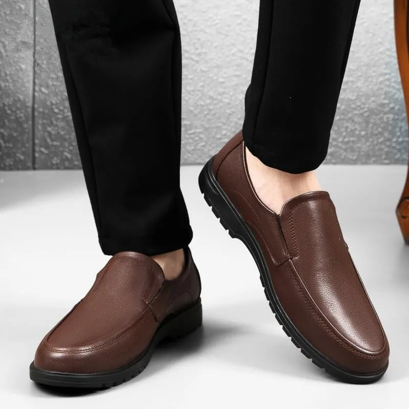 Dress Oxford for Men Business Dress Shoes Formal Man Casual Shoe Leather Men Flat Brogue Anti Slip Walking Slip On Men's Loafers