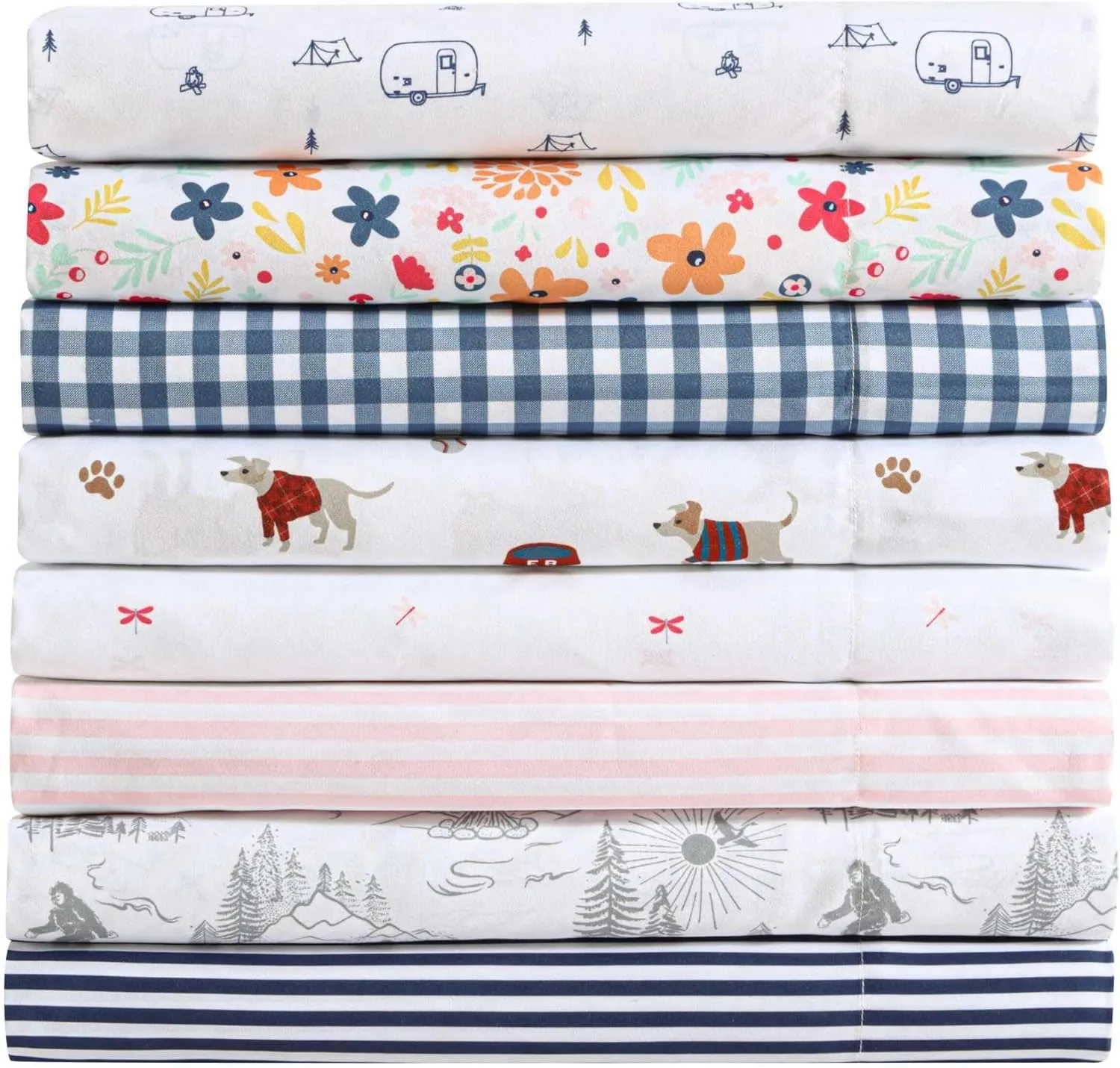 Eddie Bauer Kids - Twin XL Sheets, Stain-Resistant Toddler Bedding with Matching Sham(s), Super Soft, Ideal Boy Room Essentials (Big Foot Hiking Trip White, Twin XL)