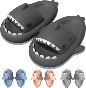 EECH Big Kid Cute Slippers, Cloud Shark Slides, Upgraded Thick Sole Non-Slip Sandals for Kids, Indoor Outdoor Summer