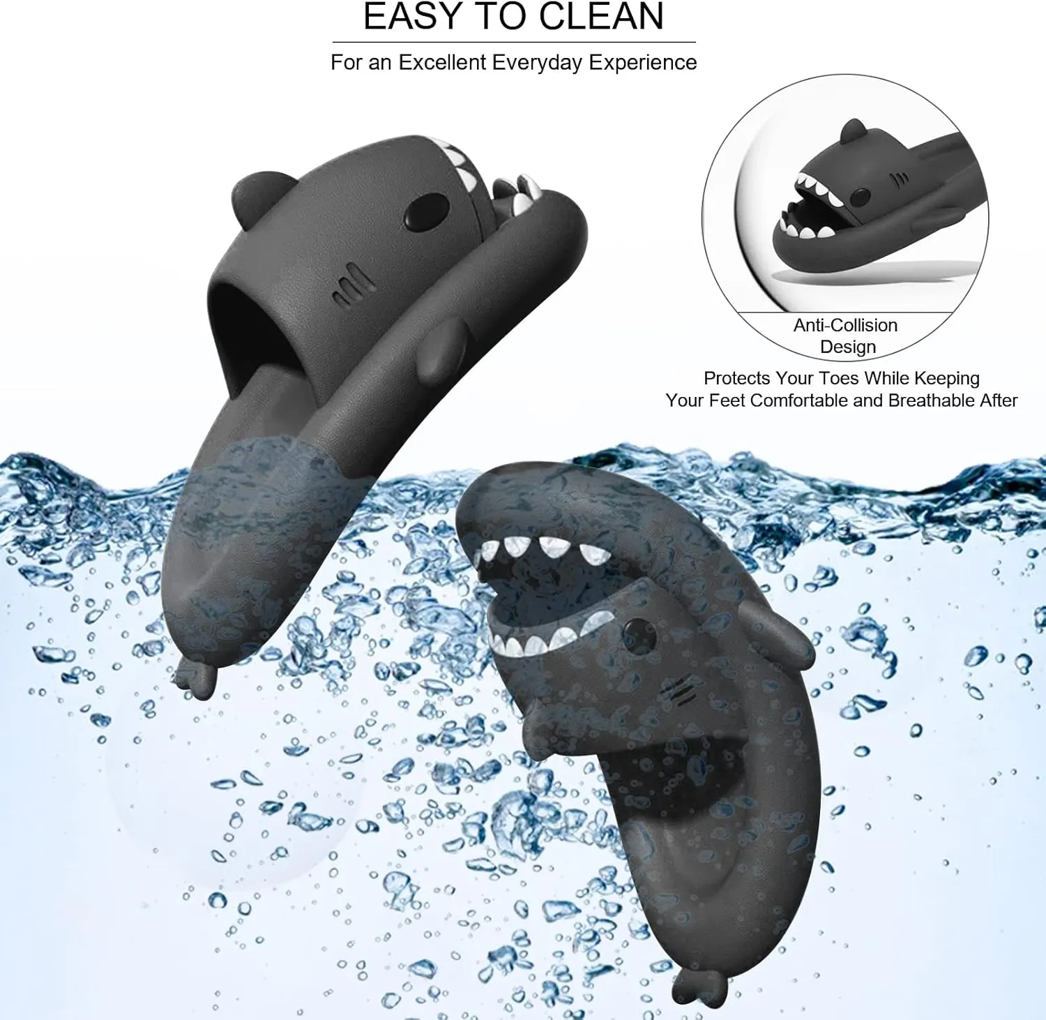 EECH Big Kid Cute Slippers, Cloud Shark Slides, Upgraded Thick Sole Non-Slip Sandals for Kids, Indoor Outdoor Summer