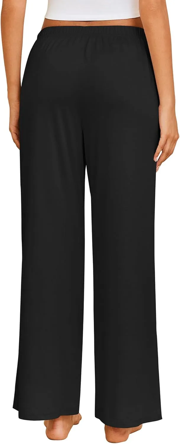 Ekouaer Pajama Pants for Women Soft Comfy Pajama Bottoms Casual Stretch Wide Leg Pants with Pockets