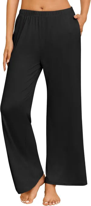 Ekouaer Pajama Pants for Women Soft Comfy Pajama Bottoms Casual Stretch Wide Leg Pants with Pockets