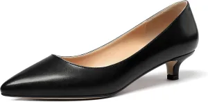 Eldof Women's Low Heel Pumps Pointed Toe Kitten Heels Slip on Comfort Pumps 1.4 Inches for Dress Party Office
