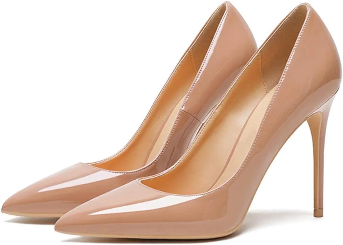 Eldof Womens Pointed Toe Pumps High Heel Stilettos Classic Slip On 4" Heels Wedding Party Office Pumps for Women