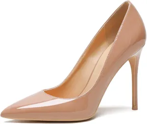 Eldof Womens Pointed Toe Pumps High Heel Stilettos Classic Slip On 4" Heels Wedding Party Office Pumps for Women