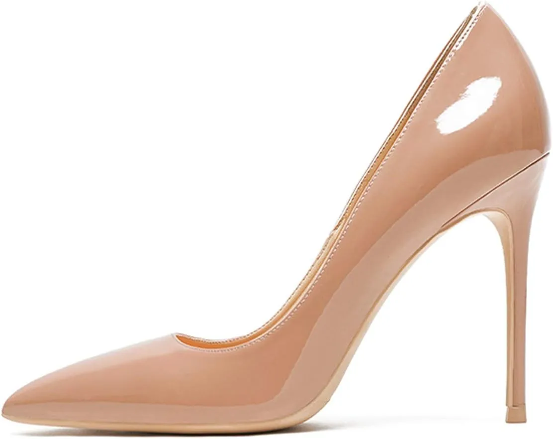 Eldof Womens Pointed Toe Pumps High Heel Stilettos Classic Slip On 4" Heels Wedding Party Office Pumps for Women
