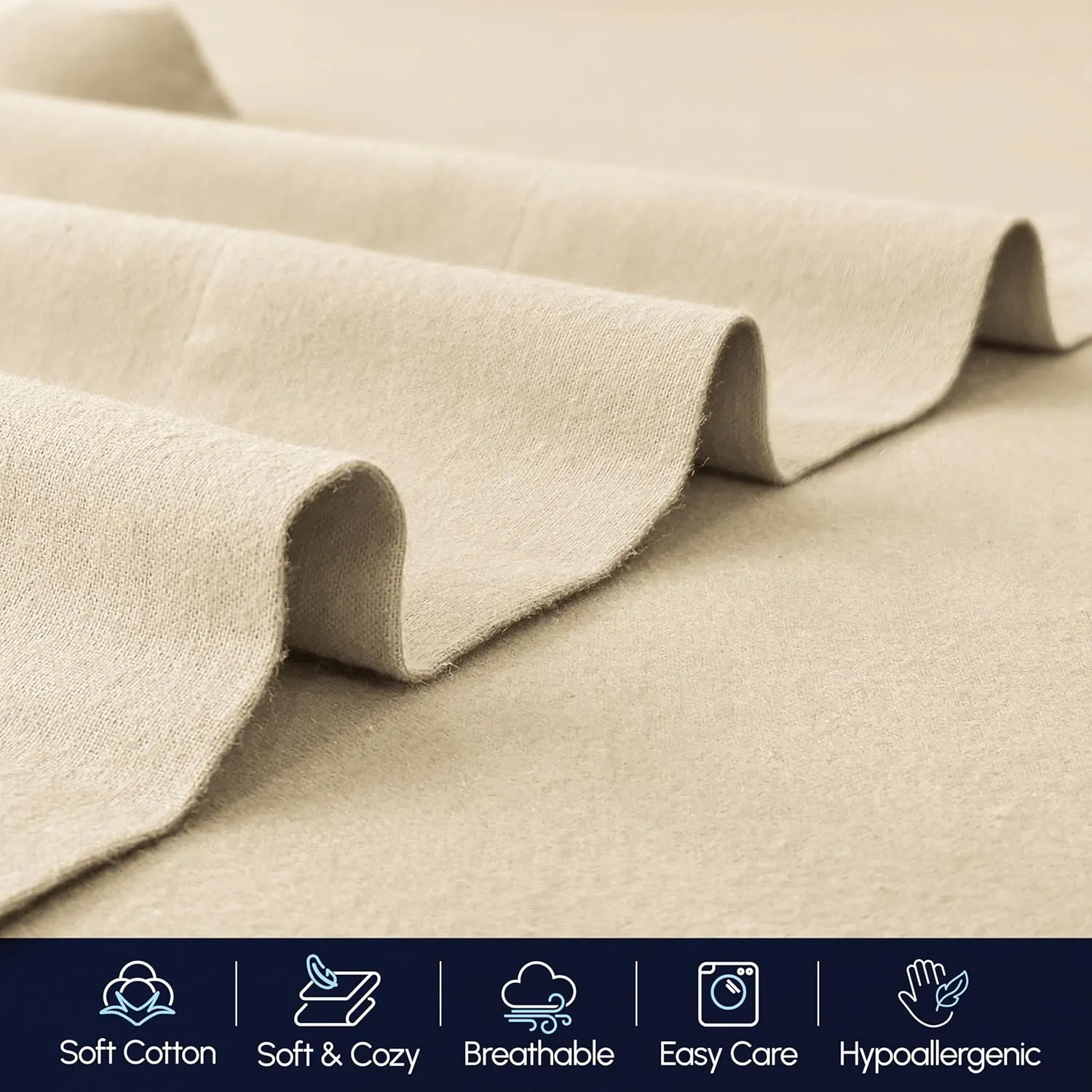 Elegant Comfort Soft 4-Piece 100% Turkish Cotton Flannel Sheet Set - Premium Quality, Deep Pocket Fitted Sheet, Ultra Soft, Cozy Warm Flannel Sheets - Twin, Linen