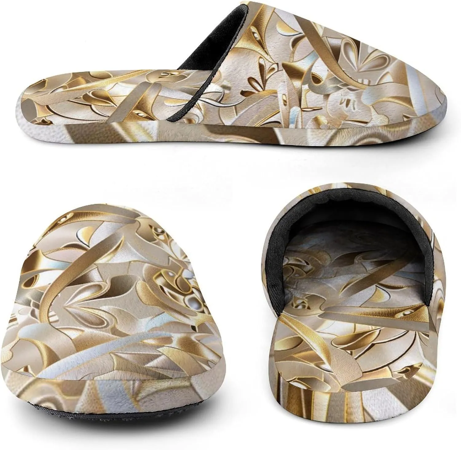Elegant Gorgeous Golden Pattern Men's Slipper Non Slip Comfortable Winter Warm Home House Shoes Indoor Slippers