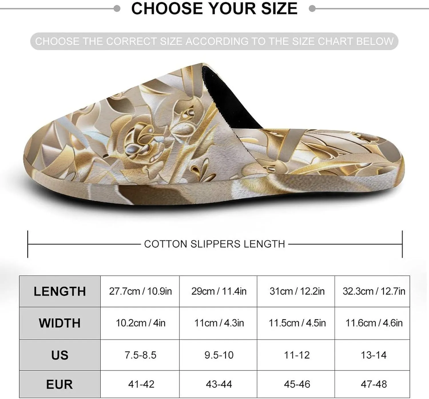 Elegant Gorgeous Golden Pattern Men's Slipper Non Slip Comfortable Winter Warm Home House Shoes Indoor Slippers