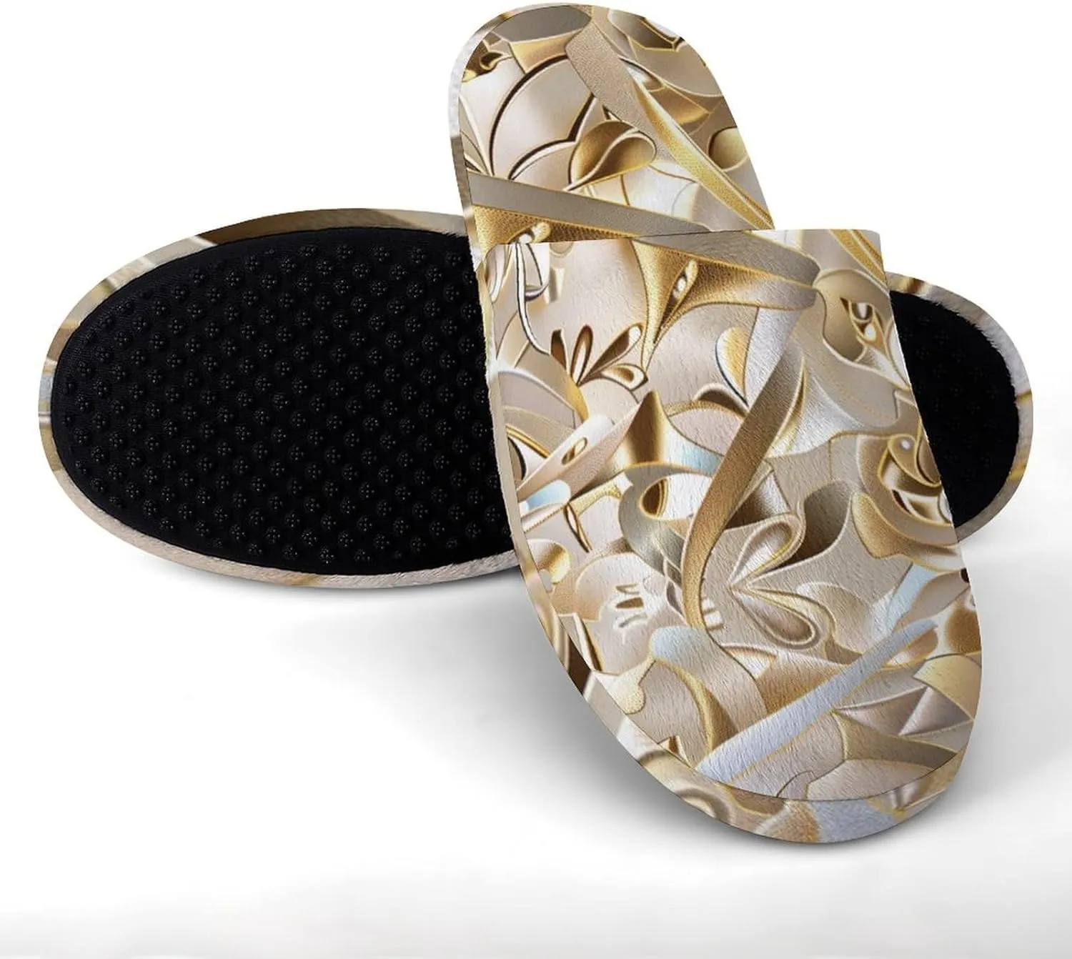 Elegant Gorgeous Golden Pattern Men's Slipper Non Slip Comfortable Winter Warm Home House Shoes Indoor Slippers