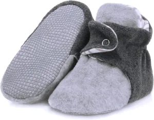 Ella Bonna Fleece Baby Booties, Three Snap Baby Slippers, Unisex Baby Gifts, Non-Slip Newborn Booties for Boys and Girls, Infant Baby Shower Shoes Months