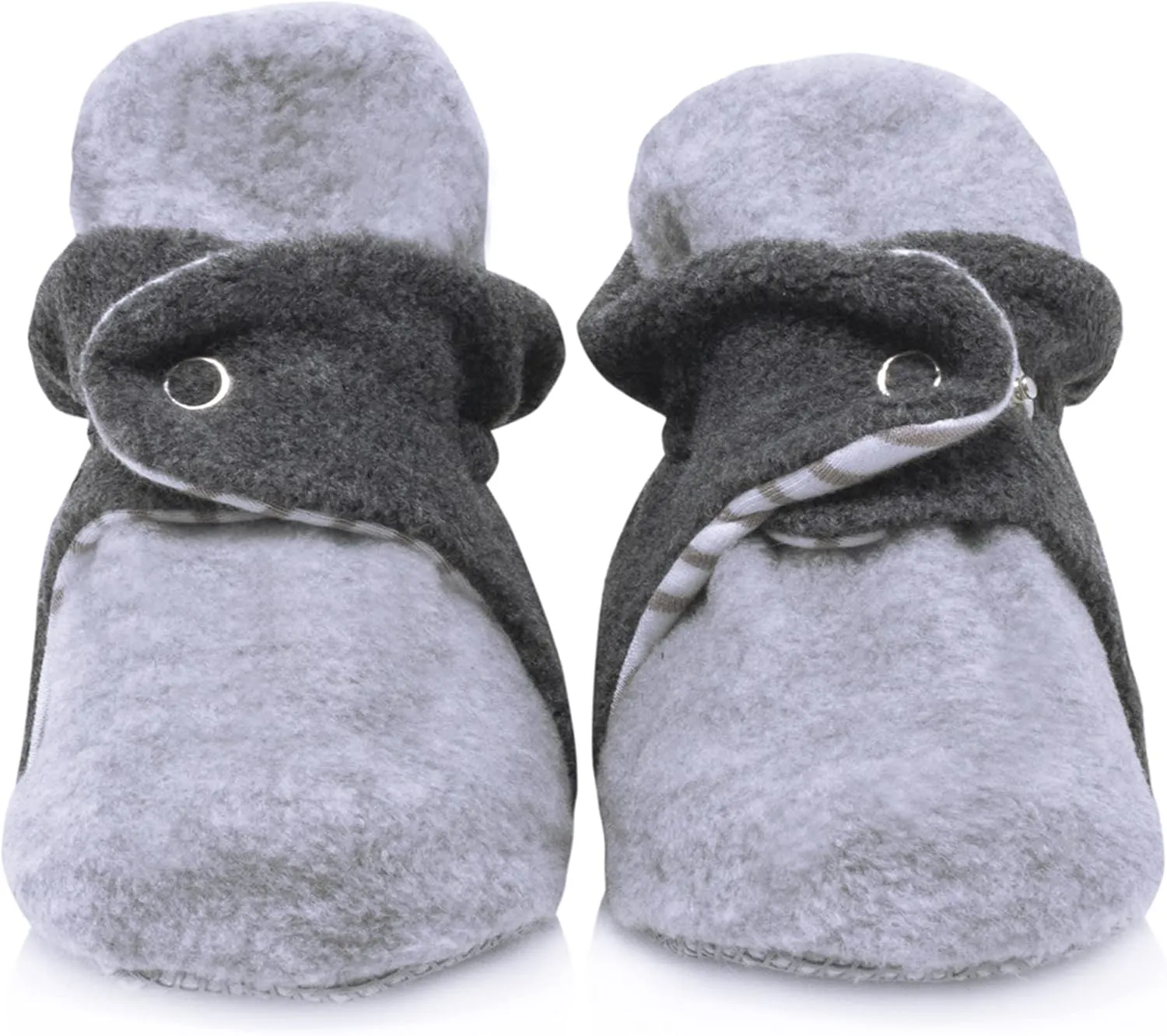 Ella Bonna Fleece Baby Booties, Three Snap Baby Slippers, Unisex Baby Gifts, Non-Slip Newborn Booties for Boys and Girls, Infant Baby Shower Shoes Months