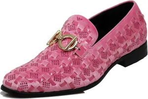 Enzo Romeo UTA Men's Fashion Rhinestone Glitter Buckle Slip On Dress Shoes