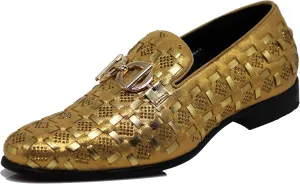 Enzo Romeo UTA Men's Fashion Rhinestone Glitter Buckle Slip On Dress Shoes
