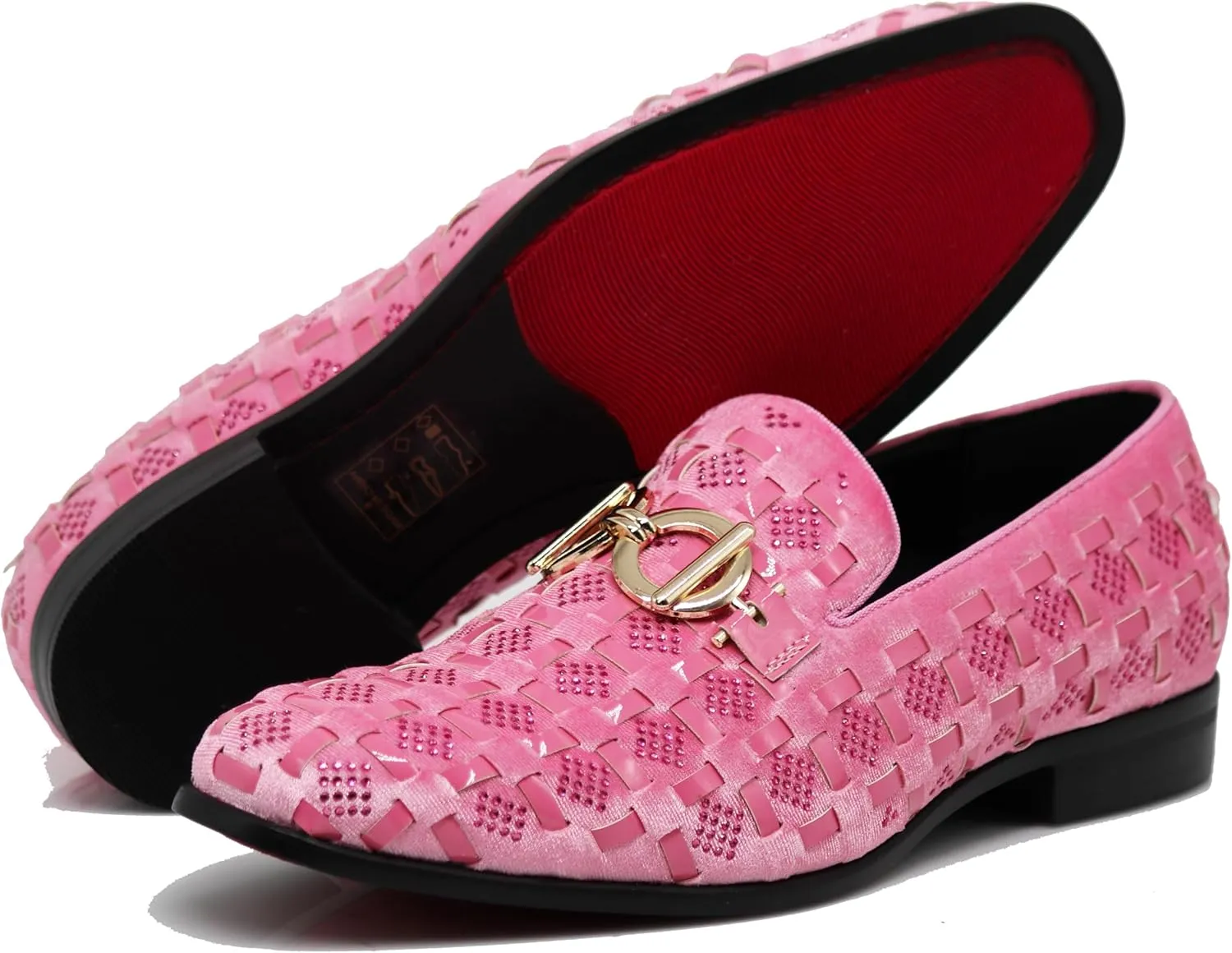 Enzo Romeo UTA Men's Fashion Rhinestone Glitter Buckle Slip On Dress Shoes