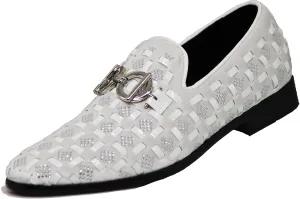 Enzo Romeo UTA Men's Fashion Rhinestone Glitter Buckle Slip On Dress Shoes