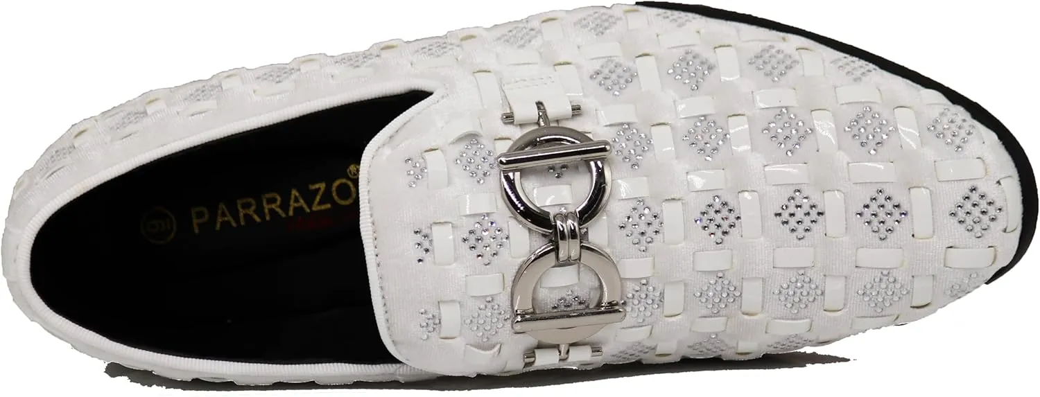 Enzo Romeo UTA Men's Fashion Rhinestone Glitter Buckle Slip On Dress Shoes