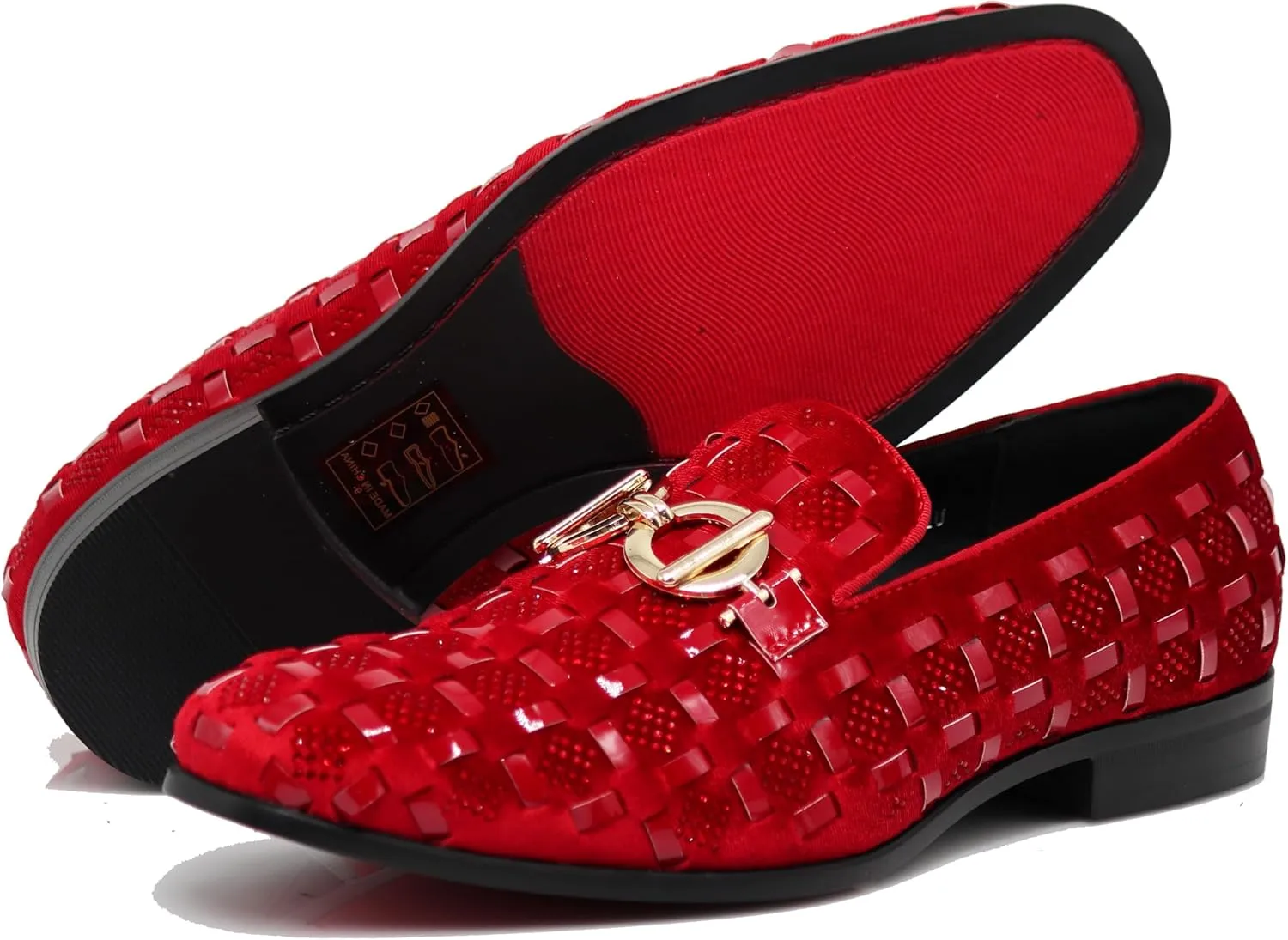 Enzo Romeo UTA Men's Fashion Rhinestone Glitter Buckle Slip On Dress Shoes