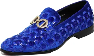 Enzo Romeo UTA Men's Fashion Rhinestone Glitter Buckle Slip On Dress Shoes