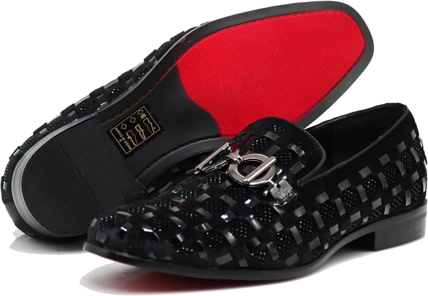 Enzo Romeo UTA Men's Fashion Rhinestone Glitter Buckle Slip On Dress Shoes