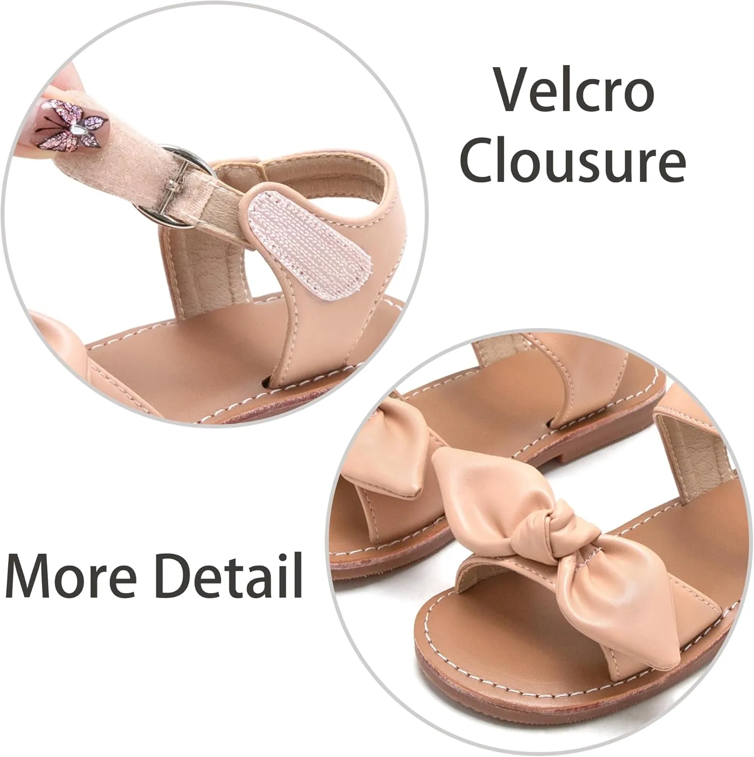 ESTINE Toddler/Little Kid Girls Bow Open Toe Flat Evening Dress Sandals
