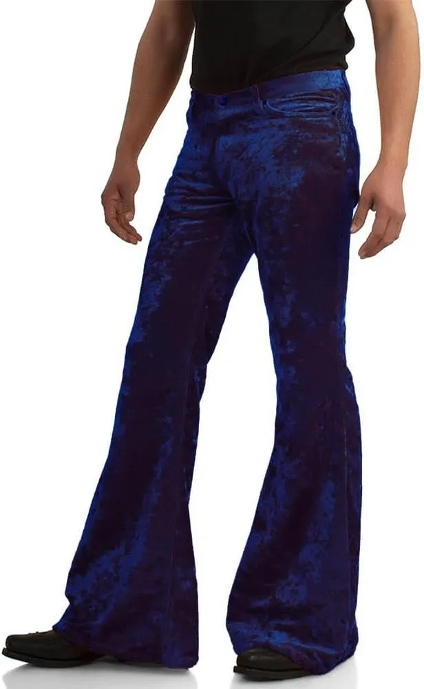 EVEDESIGN Mens Bell Bottom Velvet Pants 60s 70s Disco Outfits for Men Vintage Flared Jeans
