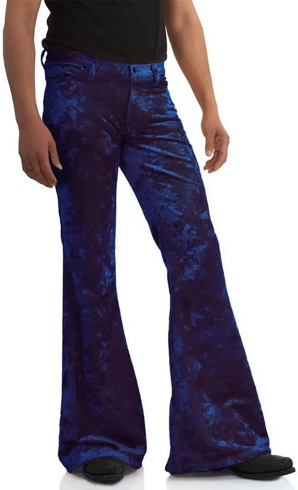 EVEDESIGN Mens Bell Bottom Velvet Pants 60s 70s Disco Outfits for Men Vintage Flared Jeans