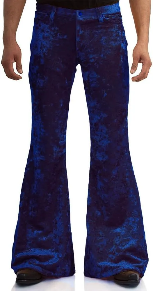EVEDESIGN Mens Bell Bottom Velvet Pants 60s 70s Disco Outfits for Men Vintage Flared Jeans