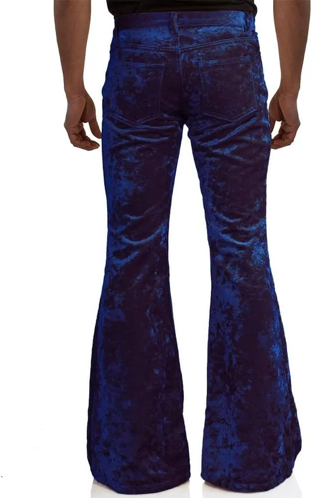 EVEDESIGN Mens Bell Bottom Velvet Pants 60s 70s Disco Outfits for Men Vintage Flared Jeans