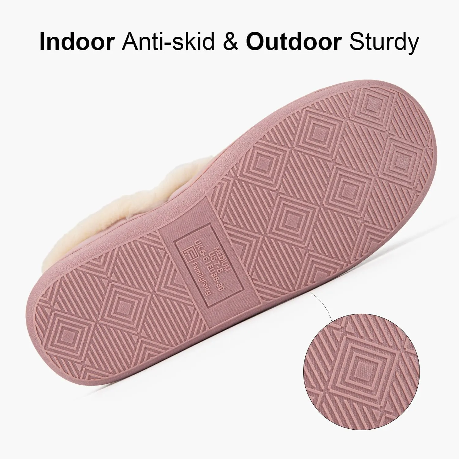 FamilyFairy Women Memory Foam Bootie Slippers, Warm Cozy Micro Suede Slipper Boots with Fuzzy Plush Lining and Collar, Winter Non Slip House Shoes for Indoor Outdoor
