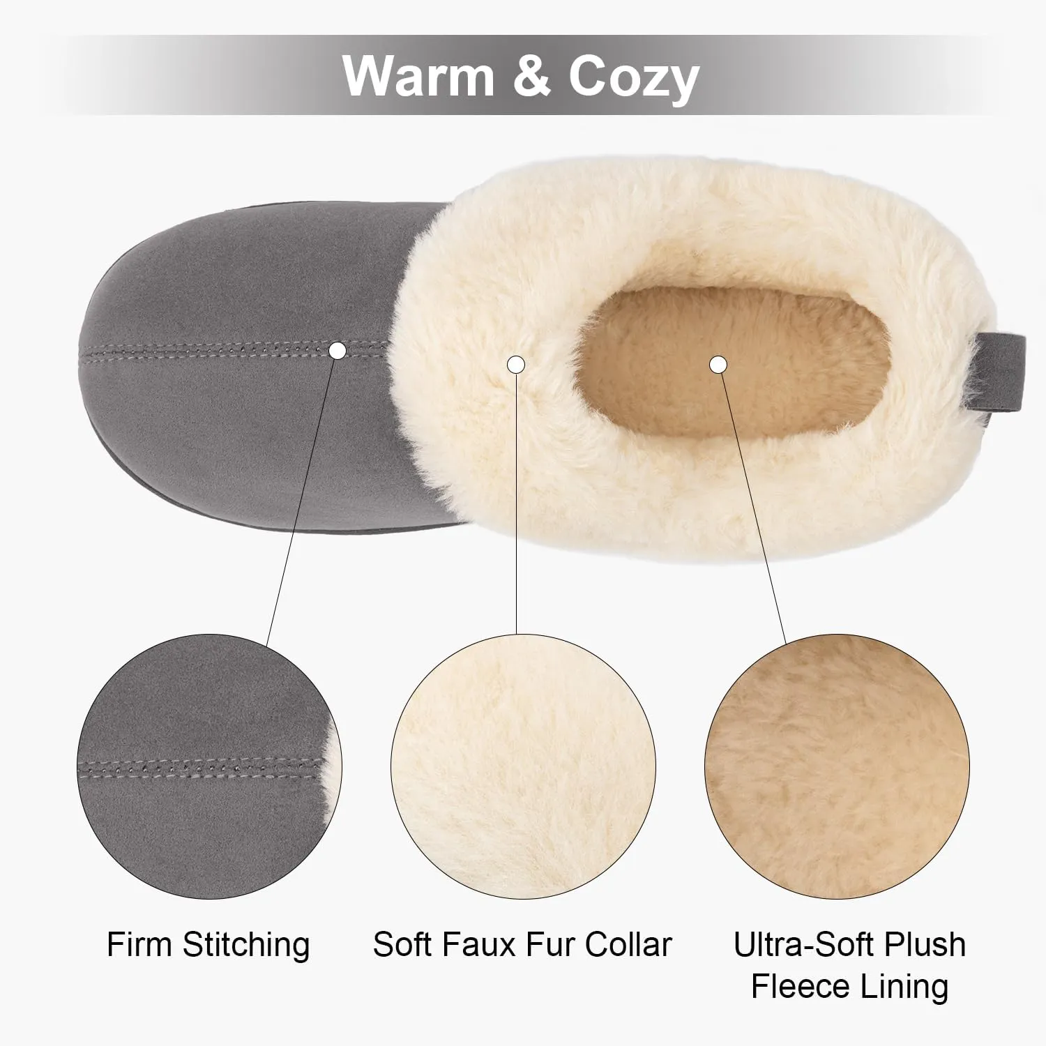 FamilyFairy Women Memory Foam Bootie Slippers, Warm Cozy Micro Suede Slipper Boots with Fuzzy Plush Lining and Collar, Winter Non Slip House Shoes for Indoor Outdoor