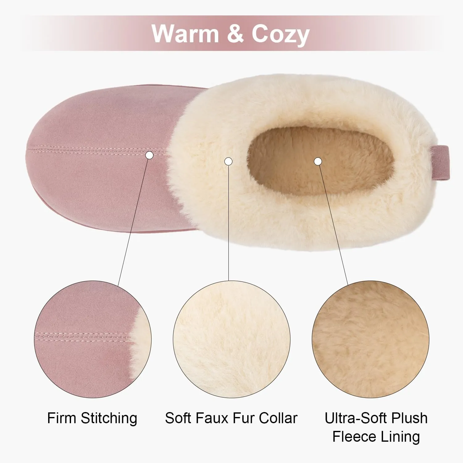 FamilyFairy Women Memory Foam Bootie Slippers, Warm Cozy Micro Suede Slipper Boots with Fuzzy Plush Lining and Collar, Winter Non Slip House Shoes for Indoor Outdoor