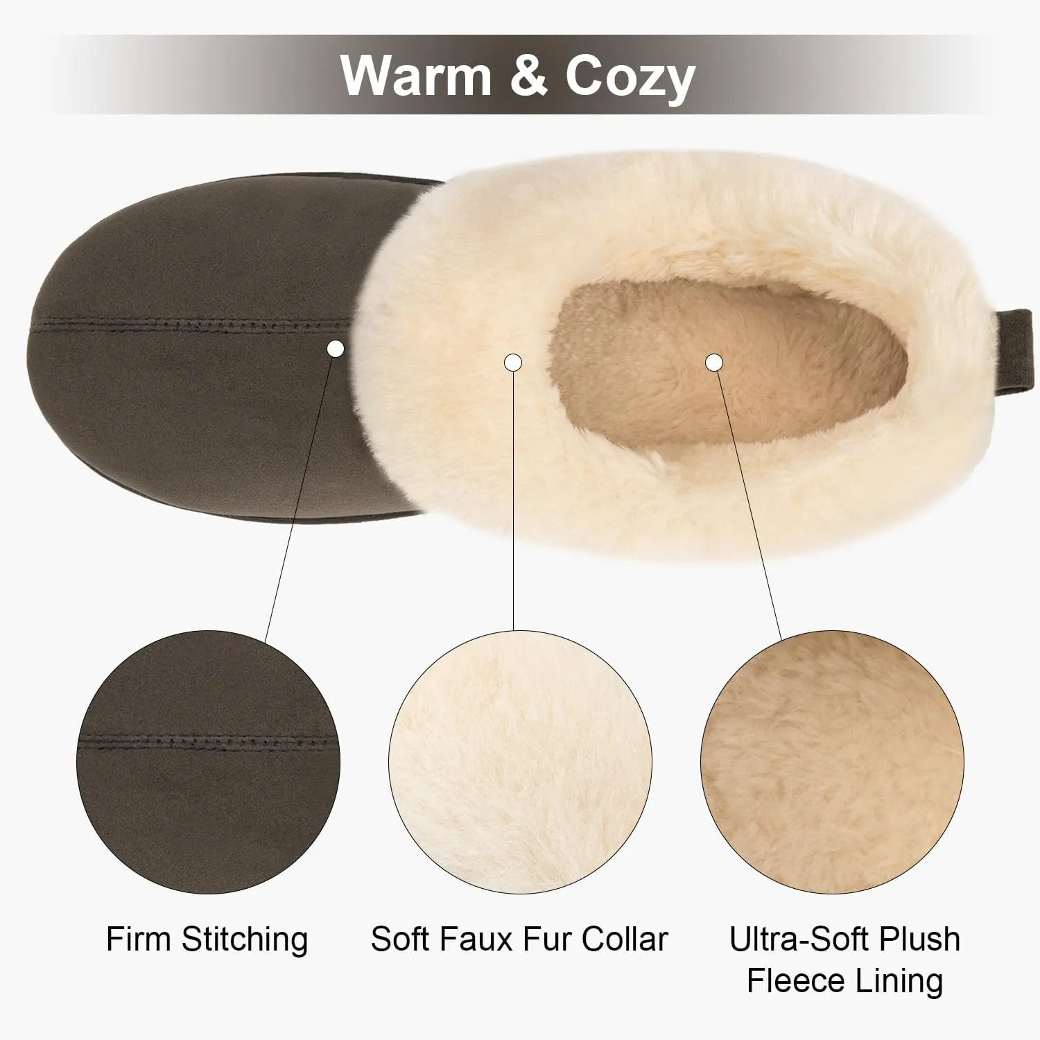 FamilyFairy Women Memory Foam Bootie Slippers, Warm Cozy Micro Suede Slipper Boots with Fuzzy Plush Lining and Collar, Winter Non Slip House Shoes for Indoor Outdoor